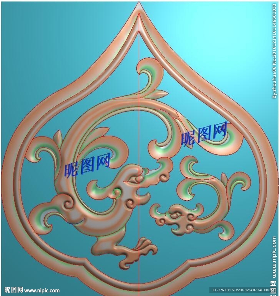 圆形双草龙靠背餐椅精雕浮雕灰度