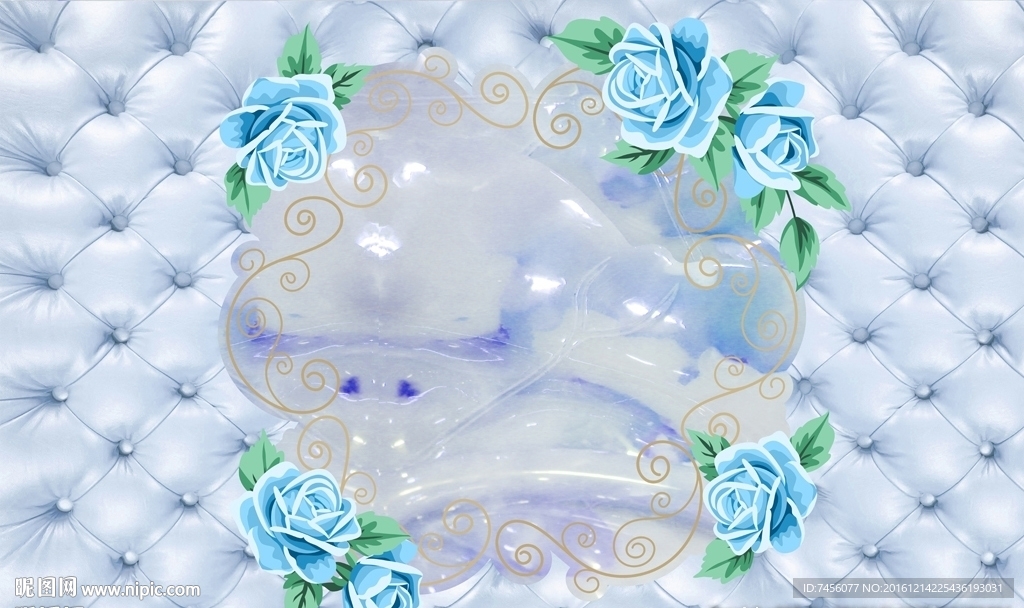 软包大理石玫瑰花背景墙