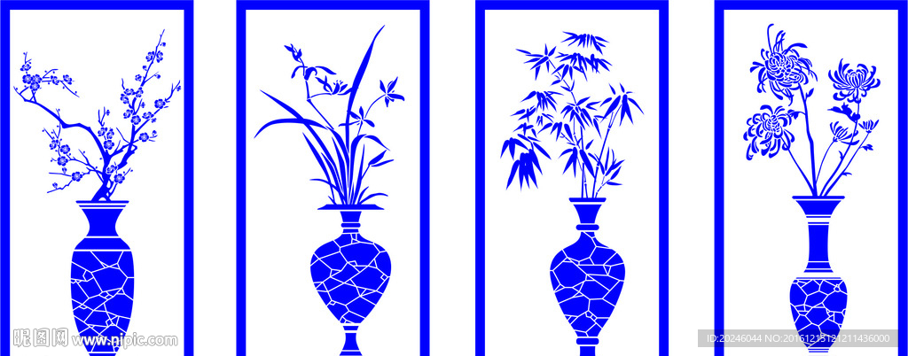 梅兰竹菊四君子花瓶