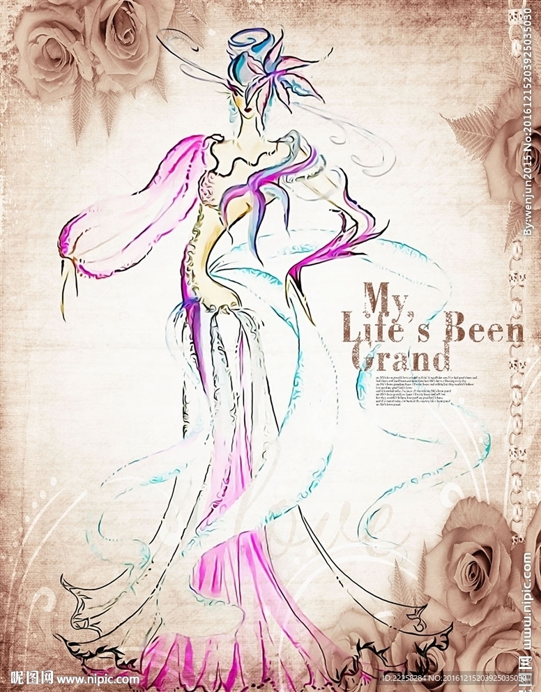 礼服女人插画分层图片