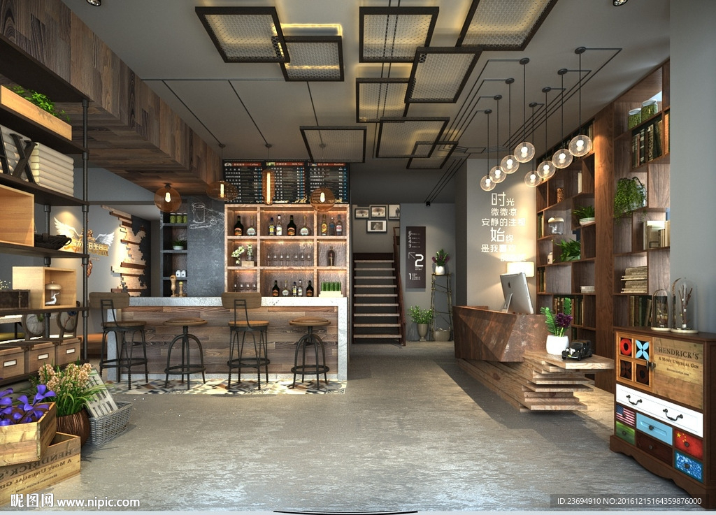 咖啡厅店面3DMAX模型设计图