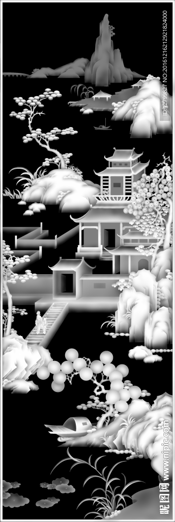 山水灰度图