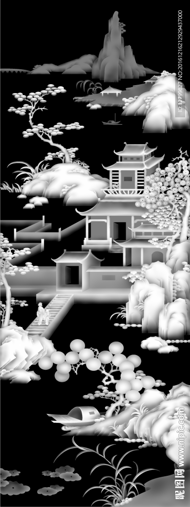 山水灰度图