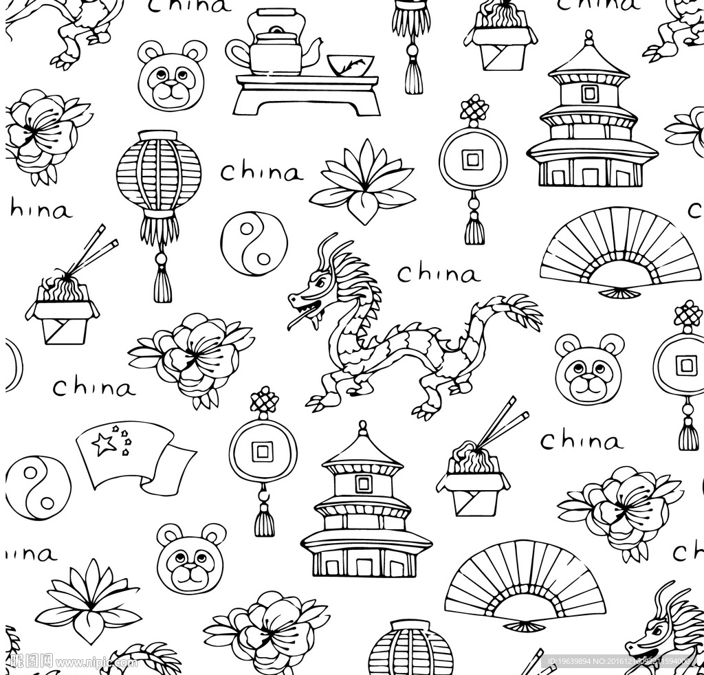 中国元素无缝连接图