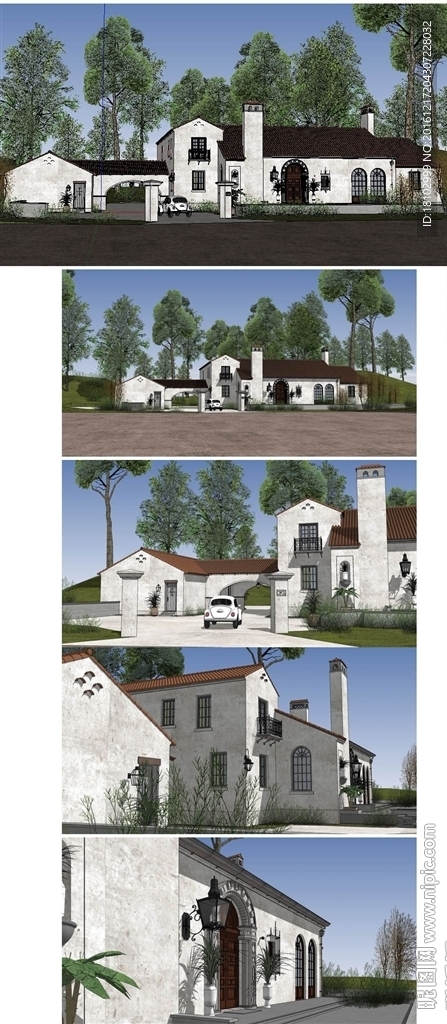 西班牙风格建筑草图大师SU模型