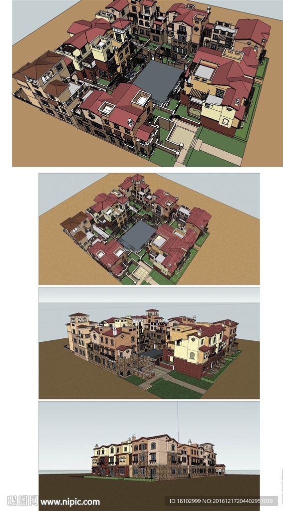 西班牙风格建筑草图大师SU模型