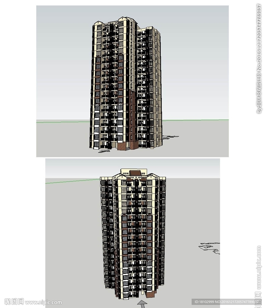 西班牙高层建筑草图大师模型