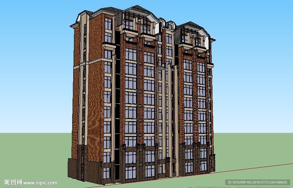 高层住宅建筑草图大师SU模型