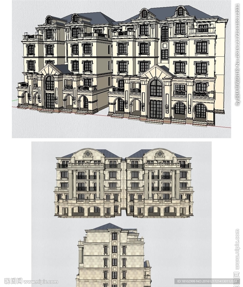 洋房精细建筑草图大师SU模型