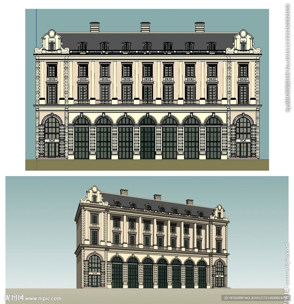 法式建筑草图大师SU模型