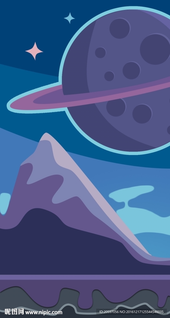 蓝色卡通星空H5背景