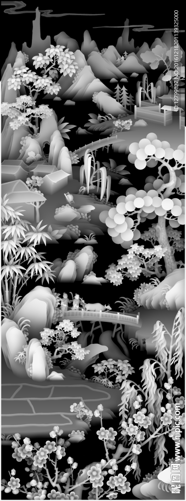 山水灰度图