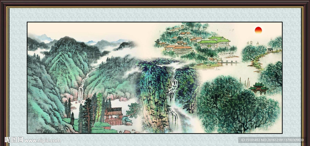 国画旭日东升