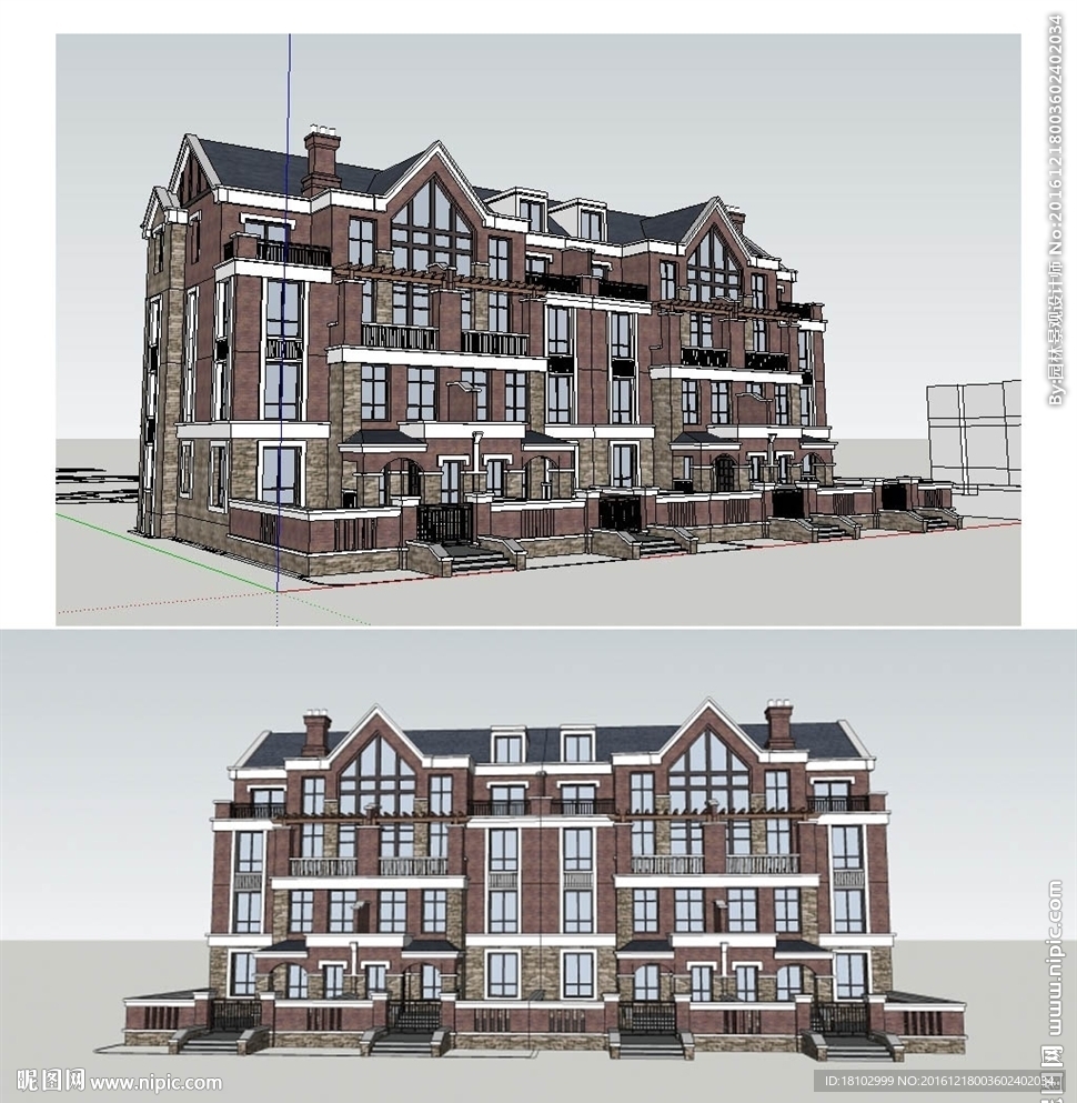 英伦洋房建筑草图大师SU模型
