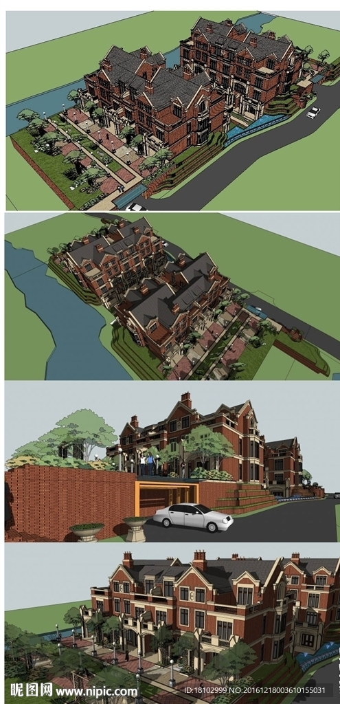 大型别墅建筑草图大师SU模型