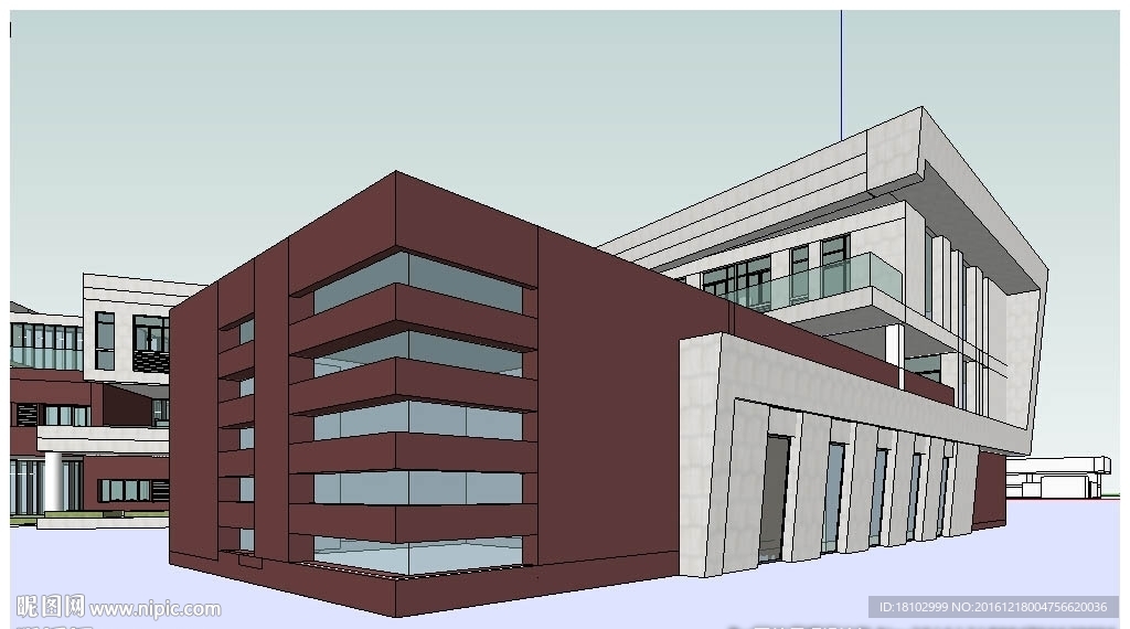 气象局办公楼建筑草图大师SU