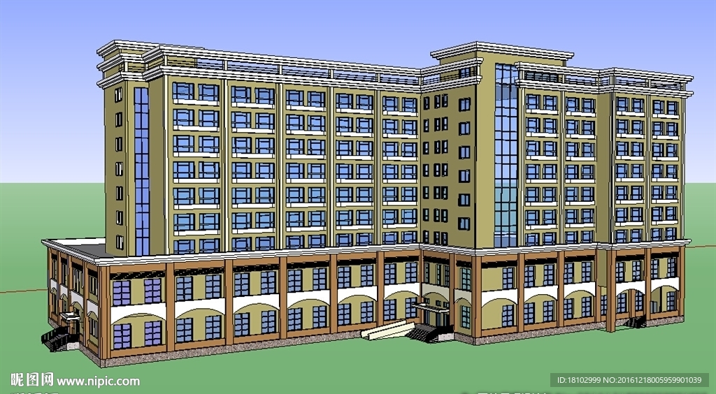 欧式办公楼建筑草图大师SU模型