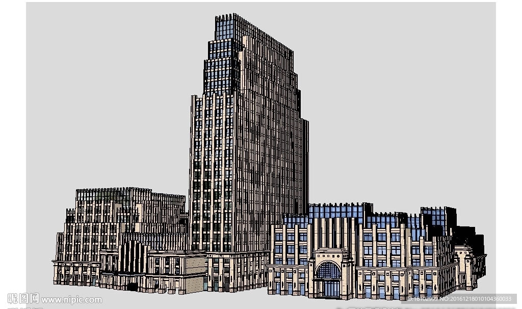 新古典办公楼建筑草图大师SU