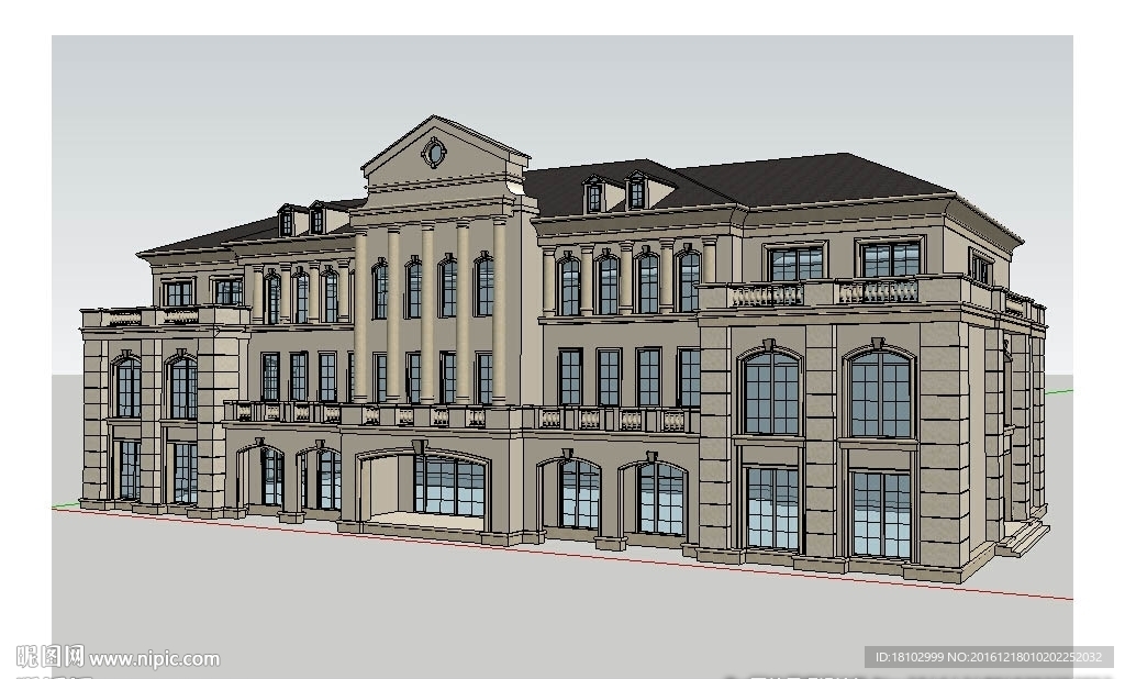 欧式办公楼模型建筑草图大师SU
