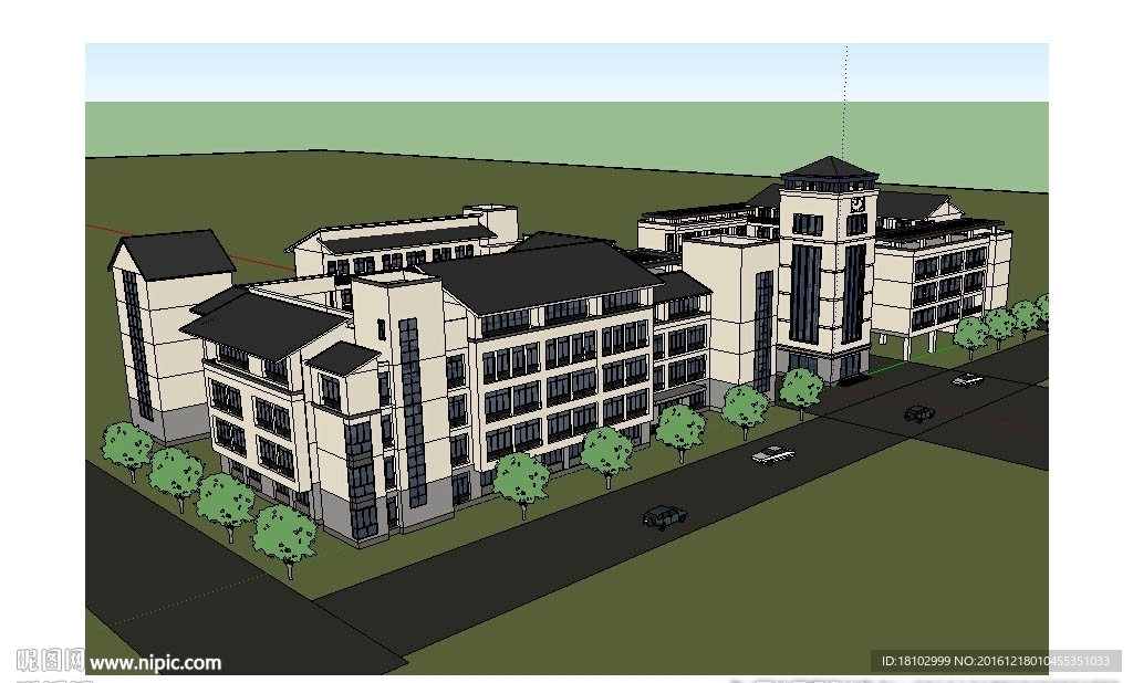 学校办公楼建筑草图大师SU模型