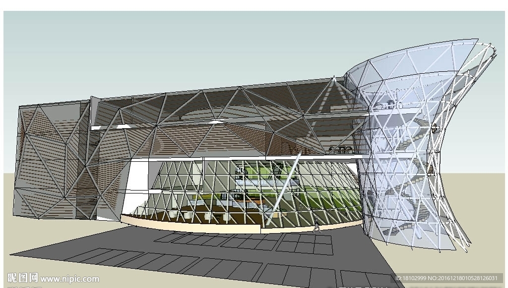 办公楼建筑草图大师SU模型