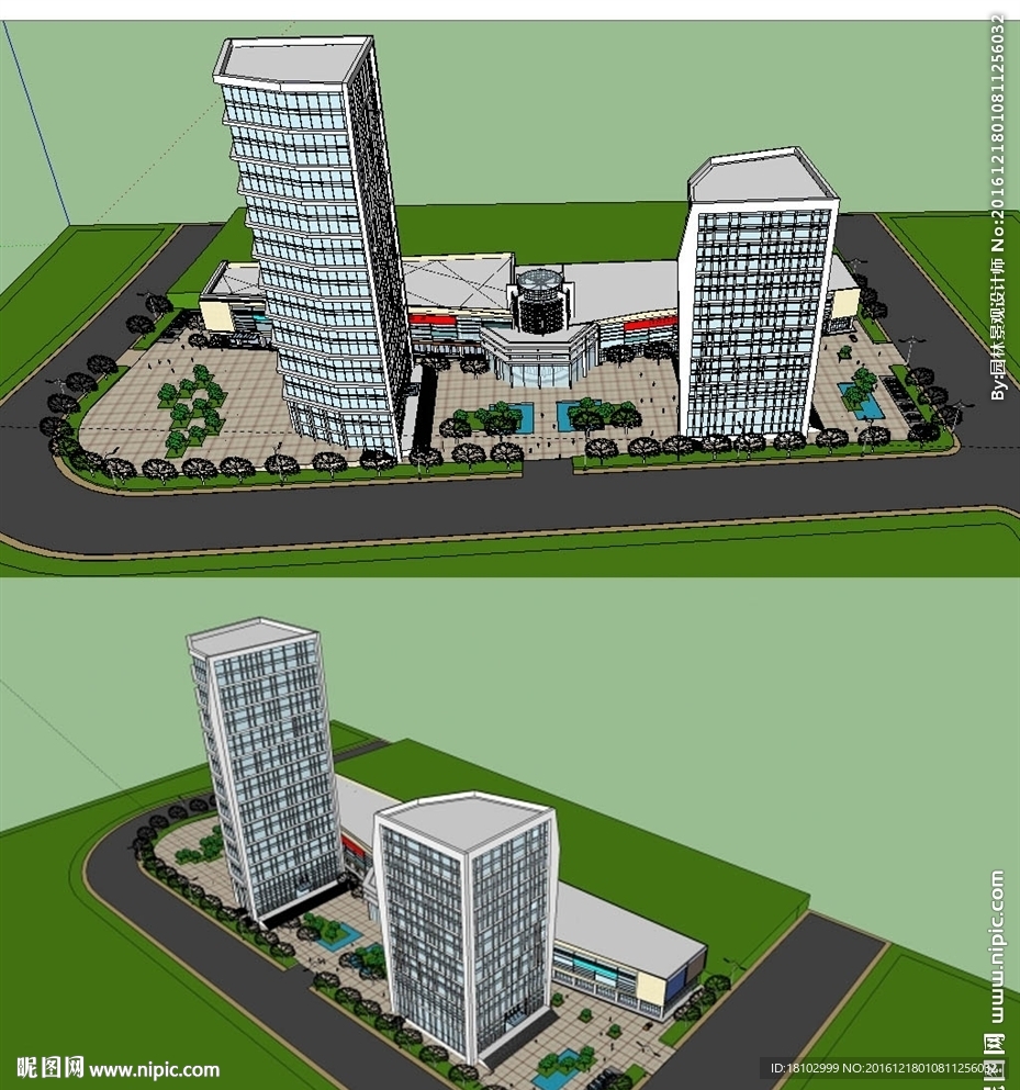 办公楼建筑草图大师SU模型