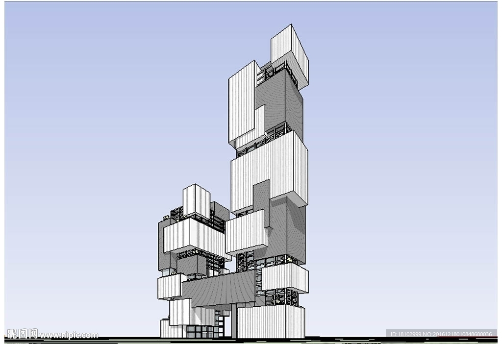 高层办公楼建筑草图大师SU