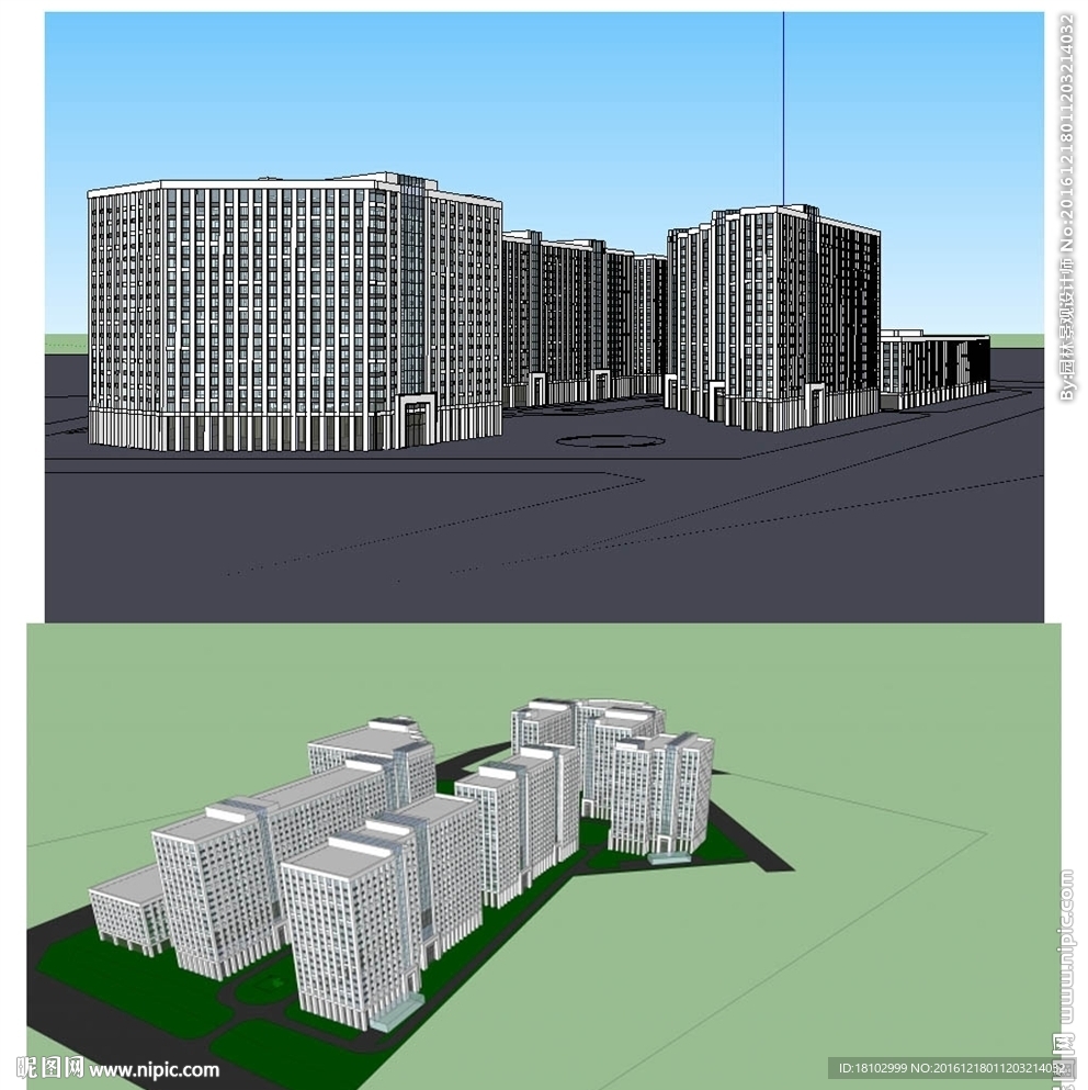 办公楼设计建筑草图大师SU模型