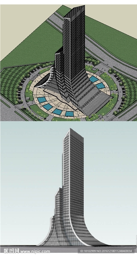 办公楼高层建筑草图大师SU模型