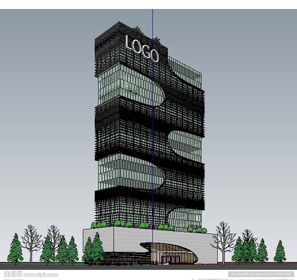 办公楼方案建筑草图大师SU模型