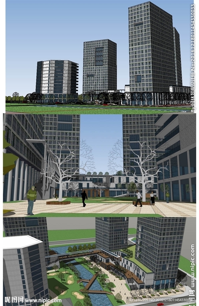 办公楼设计建筑草图大师SU模型