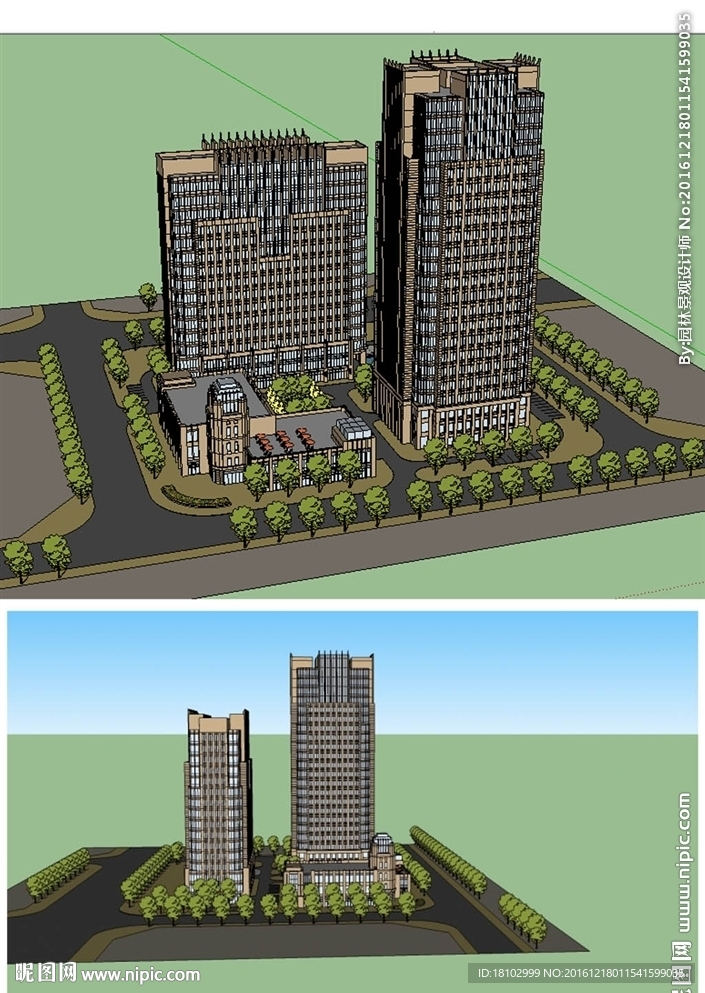 新古典酒店办公楼建筑草图大师
