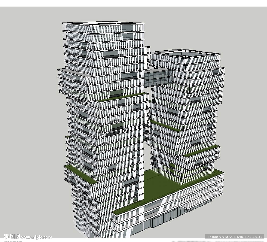 高层办公楼建筑草图大师SU模型