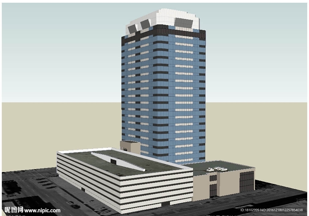 高层办公楼建筑草图大师SU模型