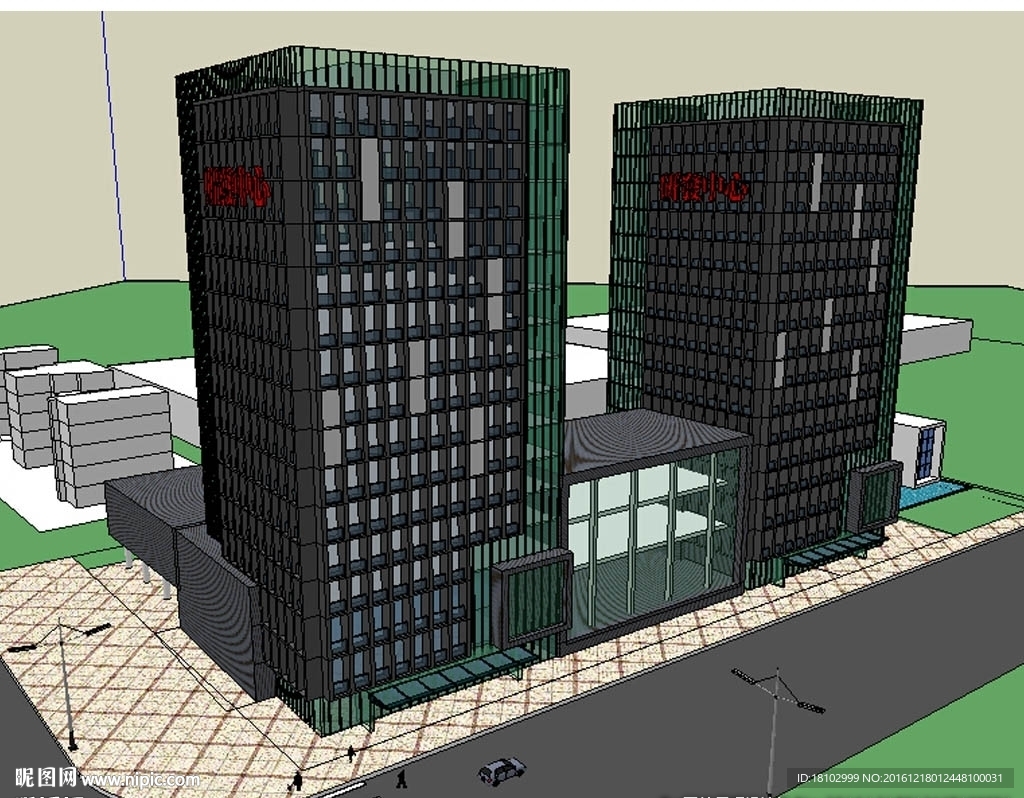 高层办公楼建筑草图大师SU模型