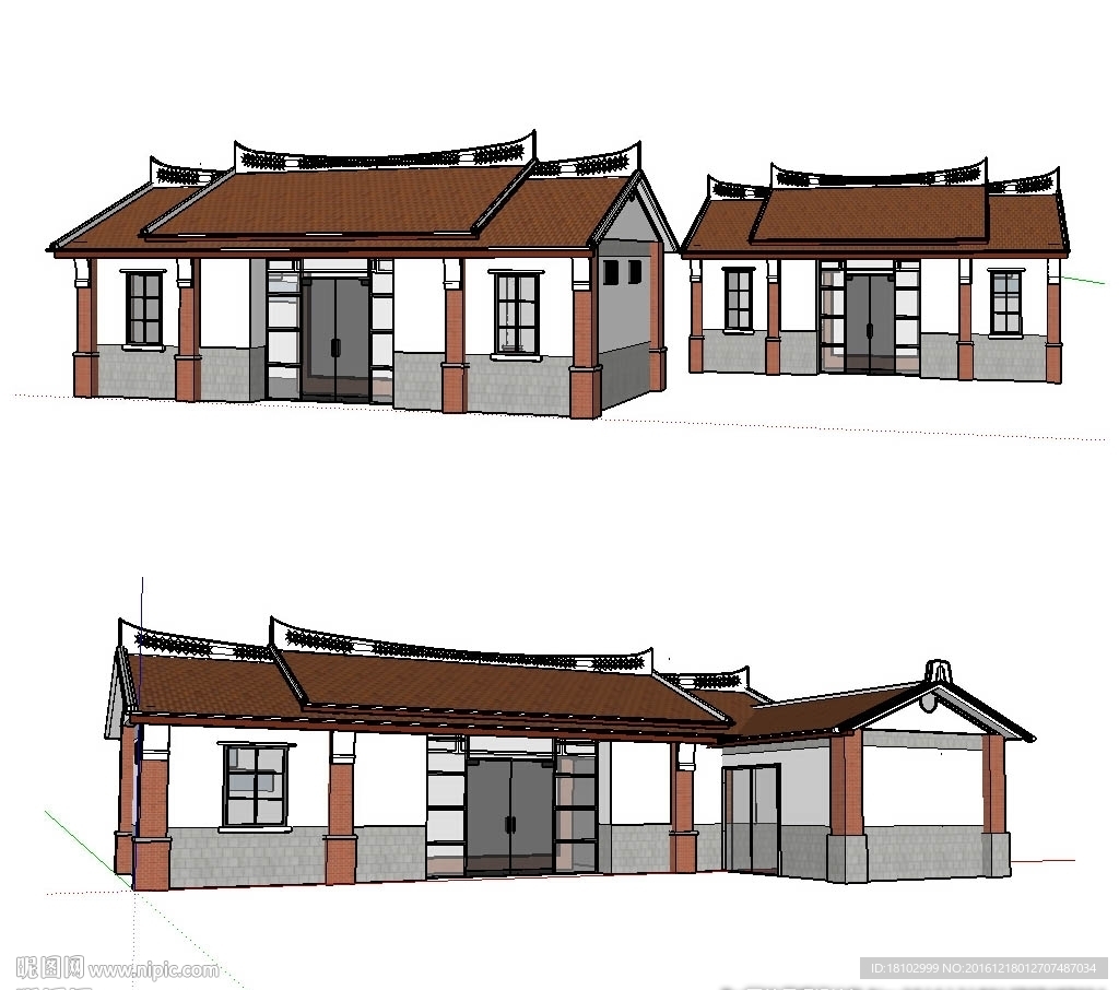 闽南驿站建筑草图大师SU模型