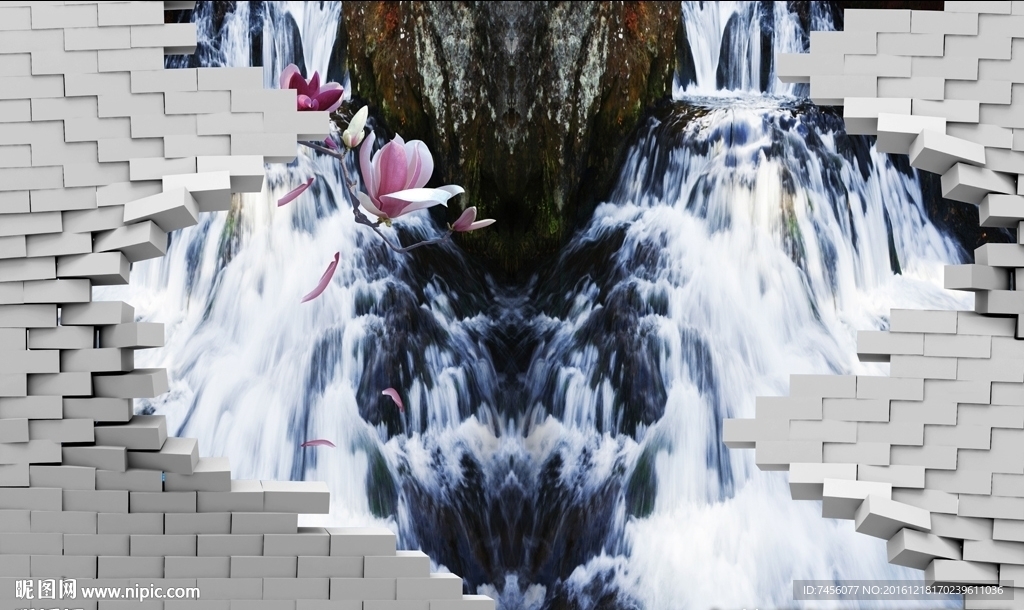 瀑布流水墙面立体背景墙