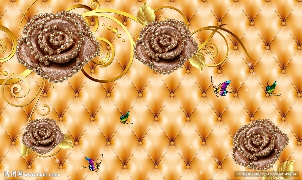 高档玫瑰花时尚软包立体背景墙