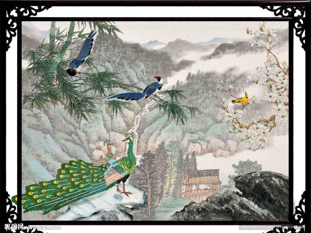花鸟国画孔雀