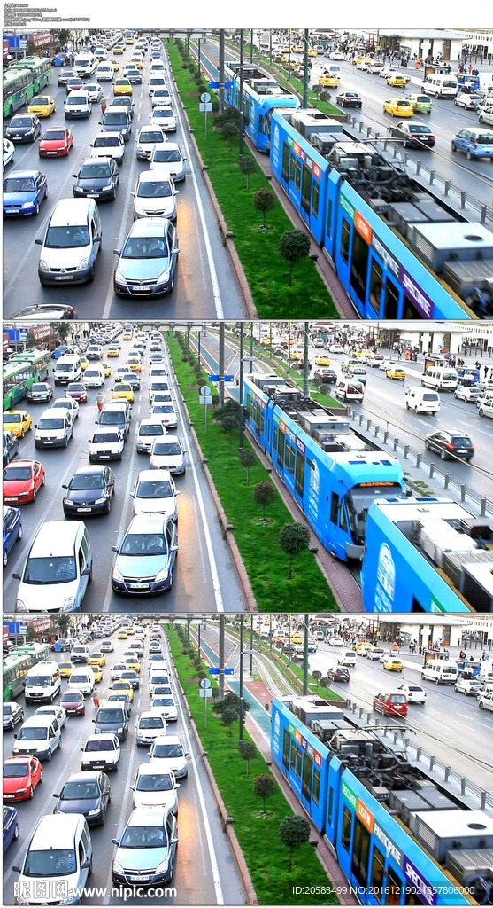 伊斯坦布尔交通车流和电车