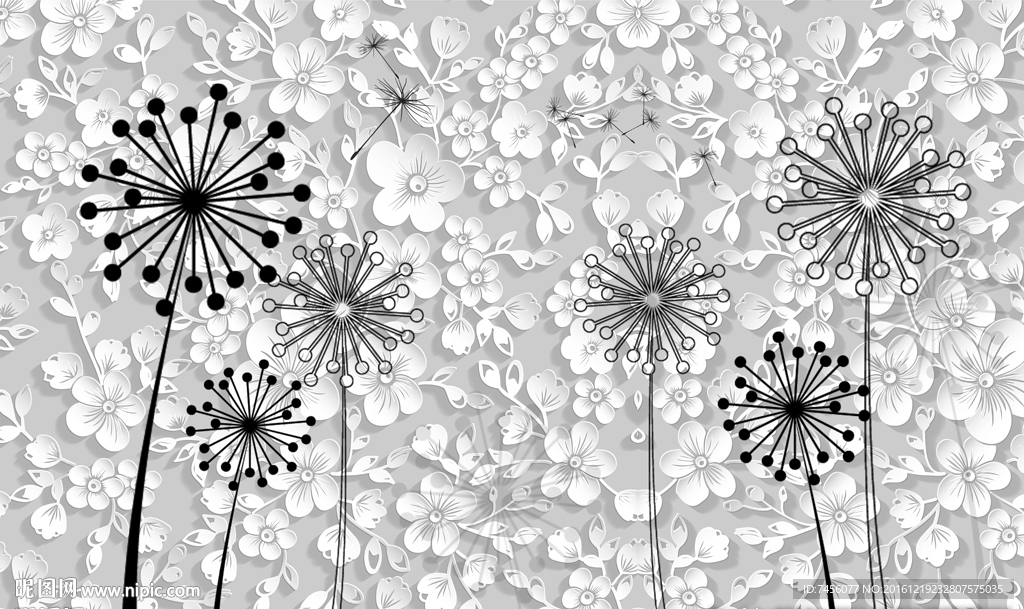 蒲公英简约时尚立体背景墙