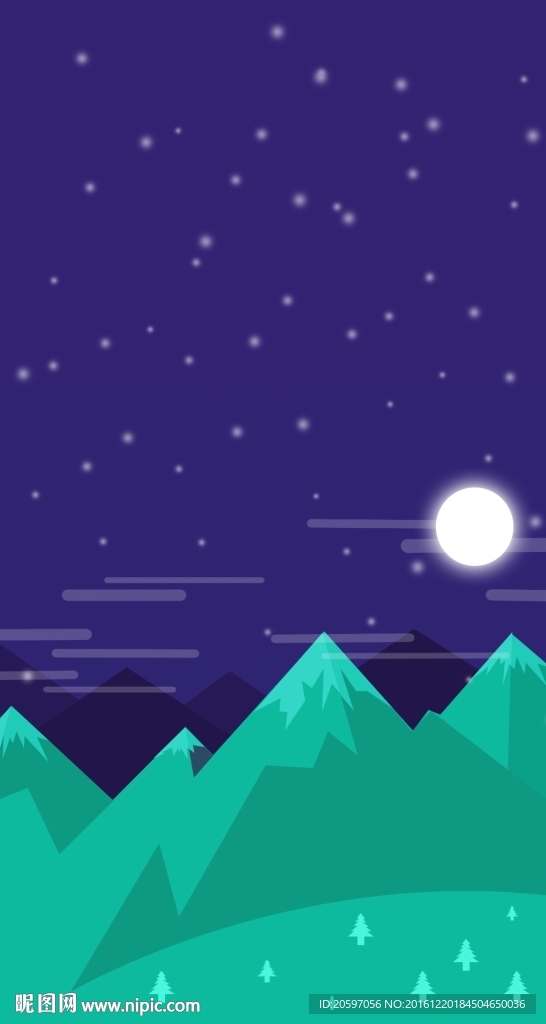手绘卡通野外夜景H5背景