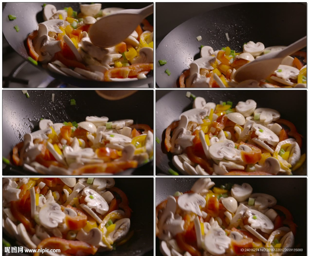蔬菜在锅中翻炒烹饪的高清视频