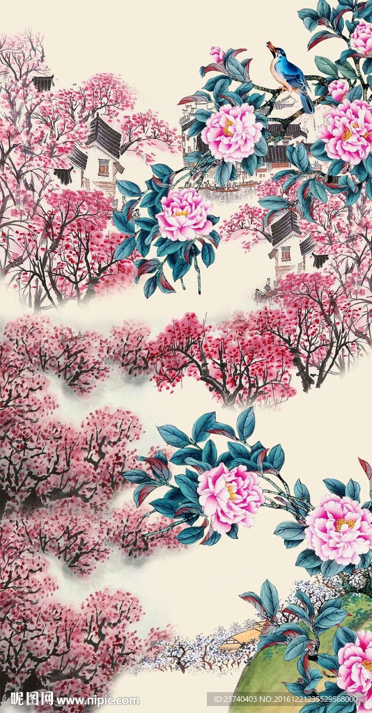 国画花鸟玄关