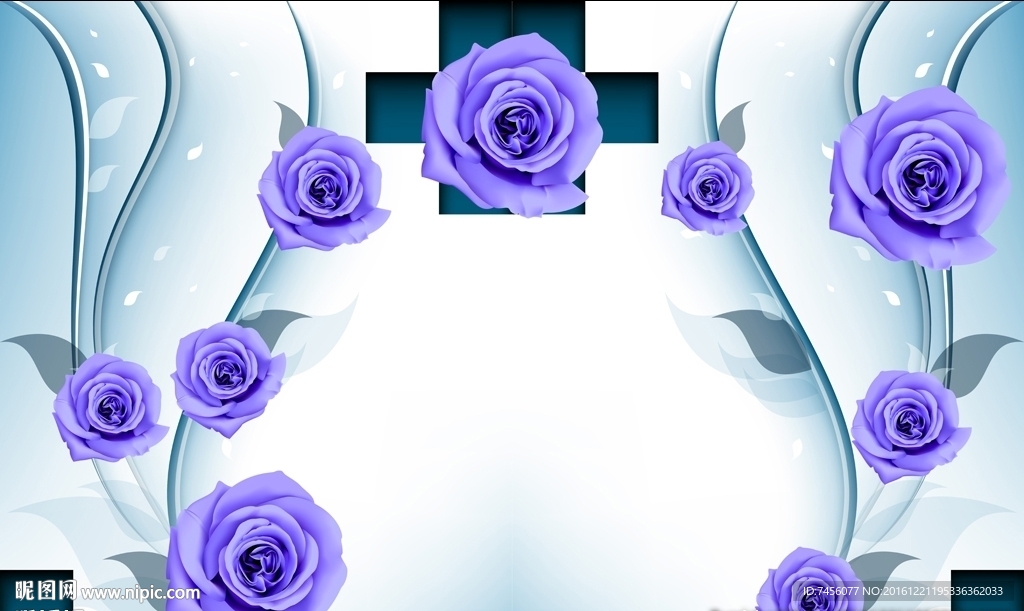 唯美玫瑰花立体背景墙