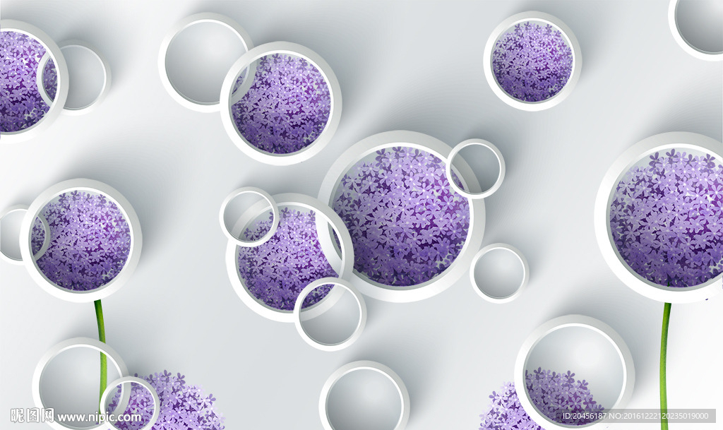 3D圆圈蒲公英背景墙