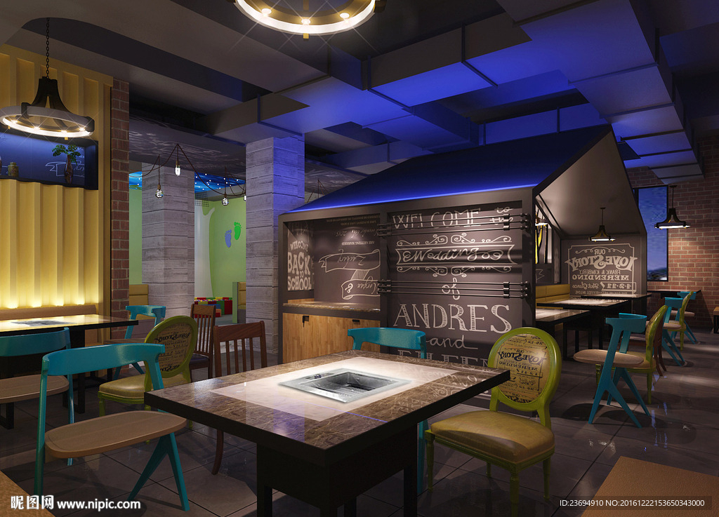 火锅店设计3DMAX模型效果图