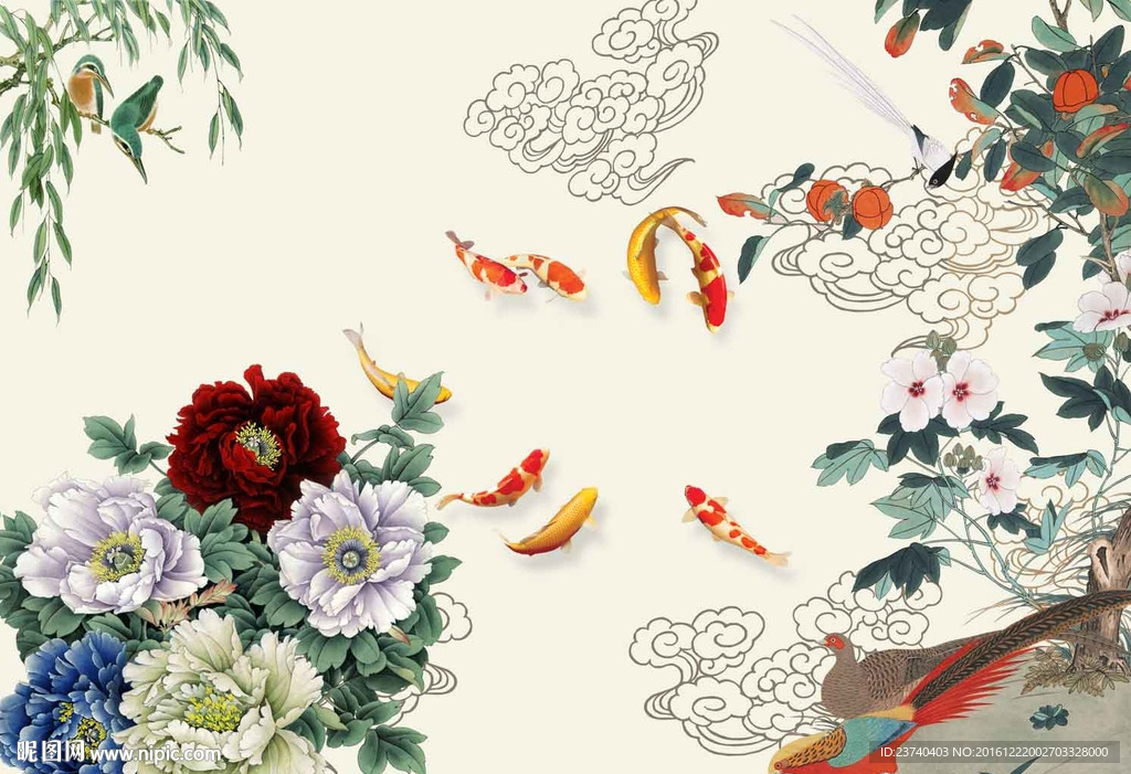 花鸟背景墙