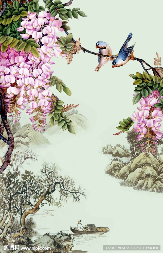 国画花鸟玄关