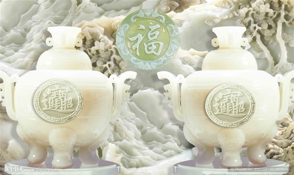 3D玉雕背景墙